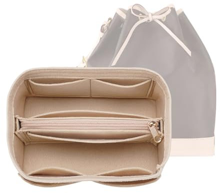 LOUKAYCCI Geldbörsen-Organizer-Einsatz für LV Noe NM Beuteltaschen, Tragetasche mit Reißverschluss-Einsatz (Medium, Beige)