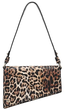 Dreieckige geometrische Unterarm-Hobo-Tasche – veganes PU-Leder, Leopard