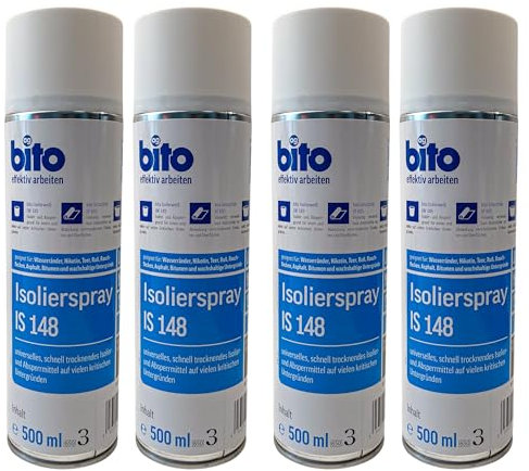 Preismaxx Isolierspray 500ml, Fleckendeckspray, zum Überstreichen von Wasserflecken, Nikotinablagerungen und Farbstiften. Verhindert das Durchscheinen der Flecken, Farbe: weiß (4er Set)