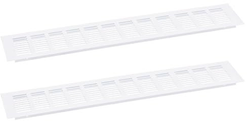 sourcing map Copertura per prese d'aria, 2 pezzi, 500 x 100 mm, in lega di alluminio, griglia di ventilazione rettangolare per scarpiera, armadio e guardaroba (bianco)