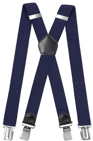 INYEEXUP Hosenträger Herren Extra Stark mit Sehr Starken 4 Metall Clip, Hosenträger Herren Breit Lang X Form, Elastisch und Längenverstellbar, Sehr Gut Geeignet für Große oder Schwere Menschen