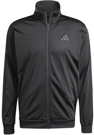adidas Herren 3 Stripes Tricot Regular Track TOP, Black/Black, L