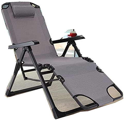 CCYENG Gartenstühle, Büro-Freizeitstuhl für draußen, Bequemer Relaxsessel, Klappbarer Loungesessel, Relaxsessel, Nickerchen-Liegestuhl, 150 kg Tragkraft, Grau, Kleine
