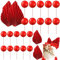 Xsstarmi 28 Pack Paper Palm Fan Cake Topper Balls Cake Pick for Baby Shower Wedding Bridal Shower Birthday Party Cake Decorations Supplies Red