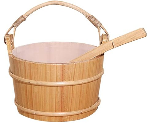 Kit di sauna, secchio di sauna e set di mestoli da 11,8 kit di sauna in pino bianco con spessa maniglia di piante di plastica a botte rinforzata sauna per bagno di sauna, secchio di sauna
