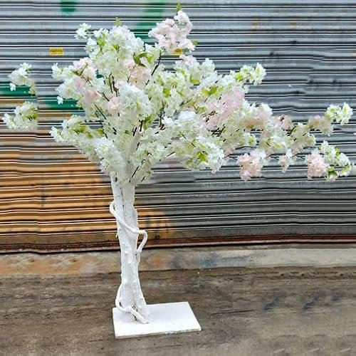 MOLVUS Simulazione di ciliegio Grandi Alberi di ciliegio Artificiali Bianchi Finti Albero dei Desideri Finestra dell'hotel in Stile Giapponese Decorazione Interna 1mx0.9m