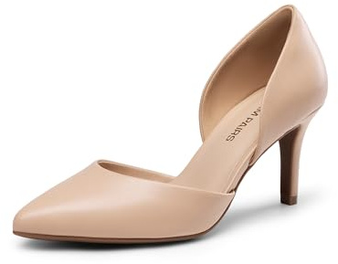 DREAM PAIRS Women's High Heel Closed Toe Pumps | D'Orsay Pumps, Closed Toe, 3-Inch Heel, Elegant V-cut Dress Stiletto, Comfort PU Padding and Lining, TPR Non-slip Sole