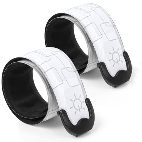 Flintronic LED Armband Aufladbar - Reflektierendes Leuchtband Mit USB, Sicherheitslicht, Slap Safety Band - Unisex für Nachtlauf, Radfahren, Joggen - Weiß