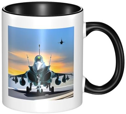 Divertente tazza da caffè con aeroplano, tazza in ceramica bicolore con manico confortevole, motivo 3D, perfetta per tazze da caffè e tè