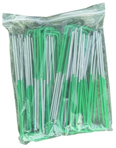 Selections 150mm Galvanized Steel Artificial Grass & Weed Fabric U-Shaped Fixing Pins - Pack of 50