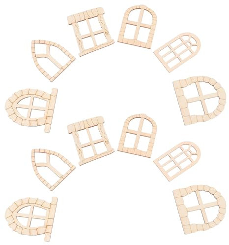 SUPVOX 100 Pezzi Porta Da Giardino Fata Modello Di Piccole Finestre in Legno Artigianato Della Porta Delle Fate Porte e Finestre in Miniatura Beige Di Legno