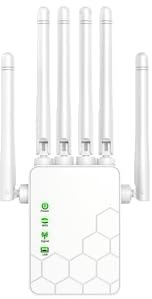 WIFI Repeater, 1200Mbps Dual Band 2.4G/5G WiFi Extender, WiFi Amplifier, 2 LAN/WAN ports, 4 antennas, Wi-Fi Extension for Home and Office, 4 Antennas, Internet Booster - with Ethernet Port ss