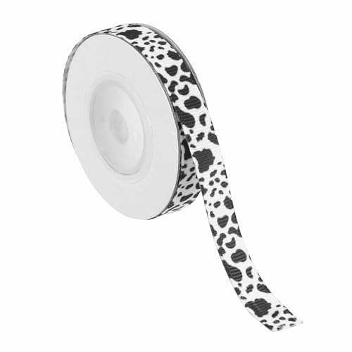 PATIKIL 5 Yards Band Für Geschenkverpackung 10mm 3/8Zoll Schwarz Weiß | 1Stück, Kuhmuster Band Für Basteln, Dünnes Band, Für Hochzeitsdekoration Geschenke Homecoming-Mama Hut Schleife