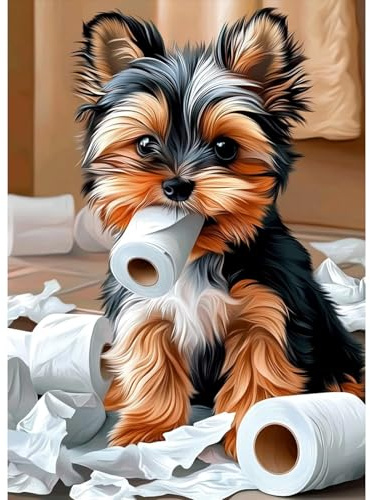 MAXBYE Diamond Painting Erwachsene, 5D Diamond Art Tier Komplett Set DIY Yorkshire Terrier Diamant Bilder Anfänger, Runde Diamant Bilder Kristall Kreuzstich Für Heimdekoration Geschenk 30x40cm