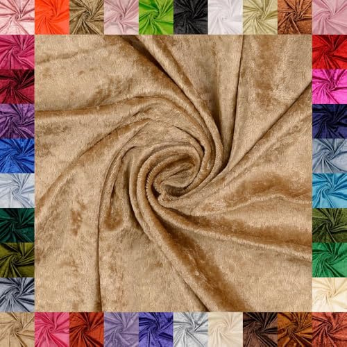 fingsi Mats Pannesamt Stoff – Coupon – edler glänzender Stretch Stoff – 145 cm breit – Dekostoff – Kostüme – Bühne – Vorhänge – Bekleidung – Möbel (06. Beige 1,0m)