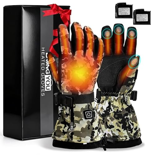 COVVY Heated Gloves for Men Women, 7.4V 3000mAH Rechargeable Battery Touchscreen Ski Heating Gloves, 3 Adjustable Heating Levels, Hand Warmer for Winter Skiing Hunting Cycling Camping