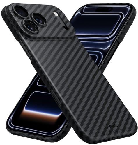 X-level für iPhone 17 Pro Max Hülle, 0,5 mm Ultra Dünn und Leicht Handyhülle Kompatibel mit MagSafe, Carbon Textur Aramidfaser Drucken Kratzfeste Schutzhülle Kameraschutz Hard Case - Schwarz