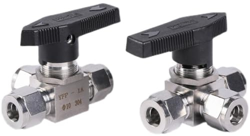 3–18 mm 1/8–1/2 Zoll Kompressionsverbindung, 304 Edelstahl, LT-Anschluss, T-Stück, 3-Wege, horizontaler Kugelhahn, Schottwand, Panelinstallation, 915 PSI(8mm,L Port,SS304)