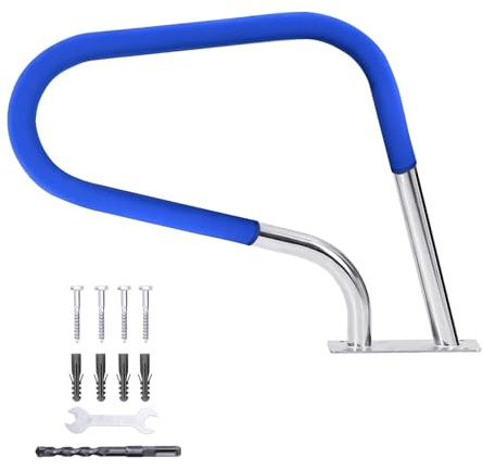 Garvee Barandilla De Acero Inoxidable 304 Para Piscina Enterrada – Resistente a La Corrosión – Capacidad 175 kg – Cubierta Antideslizante Azul – Accesorios Incluidos
