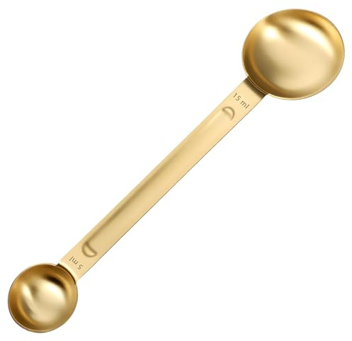 Thinp Tablespoon Measuring Spoon, Stainless Steel Coffee Scoop 1 TSP (5ml) & 1 Tbsp (15ml) Double Ended Teaspoon and Tablespoon Scoop for Cooking Baking Kitchen Gadgets (Gold)