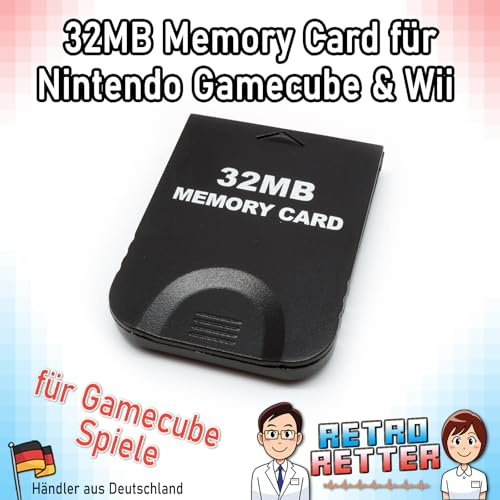 RetroRetter 32 MB Memory Card Schwarz für Nintendo Wii & GameCube 507 Block NGC Speicherkarte
