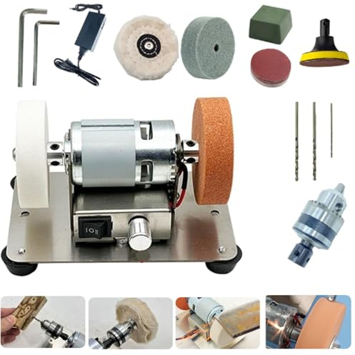 Electric Belt Sander - Portable Mini Bench Grinder Kit, 100W Variable Speed Polishing and Sharpening Tool for Home and Workshop Use