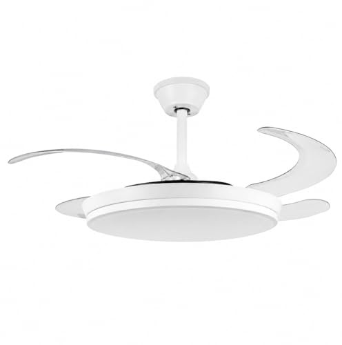 TEK ONE Tecnologia Ventilatore da Soffitto con Luce LED 36W e Telecomando | Pale Retrattili 106 cm | 6 Velocità Motore DC | CCT 3000K 4000K 6500K | Lampadario Ventilatore Moderno