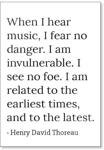 When I hear music I worry no danger. Kühlschrankmagnet I - Henry David Thoreau Zitate, weiß
