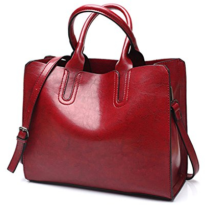 DEERWORD Damen Henkeltaschen Damenhandtaschen Frau Handtaschen Klein PU-Leder Tote Schultertaschen Weinrot