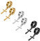 JewelryWe Schmuck 3 Paar Unisex Creolen Ohrringe Edelstahl Kreuz Ohrhänger ohne Loch Fake Ohrstecker Ohrclips Klappcreolen Huggie, Silber Gold Schwarz