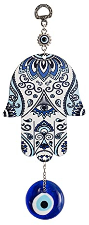Remi Bijou Wanddeko Wandschmuck Deko für Zuhause - Nazar Boncuk Evil Eye Blaues Auge - Fatimas Hand Hamsa - Glücksbringer (Blau)