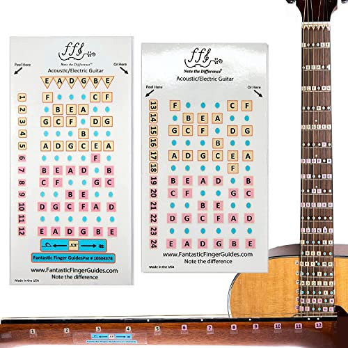 FFG NOTE THE DIFFERENCE Gitarren-Aufkleber für E- und Akustikgitarre Frets 1-24, Vinyl, Multicolor, Minimalistisch, Fretboard Sticker, Musik