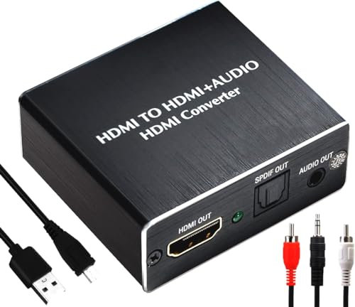 Yukidoke 4K HDMI Audio Extractor HDMI Audio Splitter HDMI to Optical sound Converter Toslink/SPDIF + Analog 3.5mm Stereo Audio Splitter for Blu-ray DVD Player SKY HD PS3 PS4 HDTV Projector Monitor