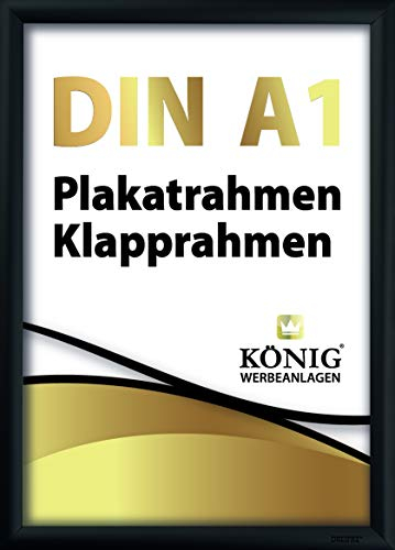 Dreifke Plakatrahmen DIN A1 | 25mm Alu Profil, eckig | schwarz | inkl. entspiegelter Schutzscheibe | Bilderrahmen Klapprahmen Wechselrahmen Posterrahmen Rahmen