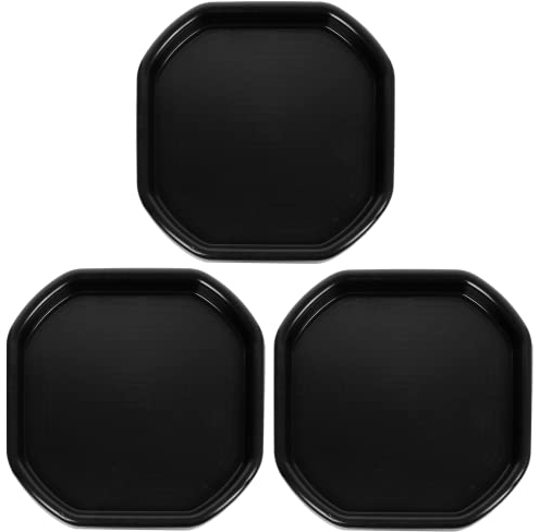 (Set of 3) Small Black Plastic Mixing Tray Sand Water Play Builder Equipment Sand Pool Pit Tray Water Game Garden Beach Tuff Tray Kids Messy Play Tray For Cement Mortar & Sand Plastering 70x70 CM
