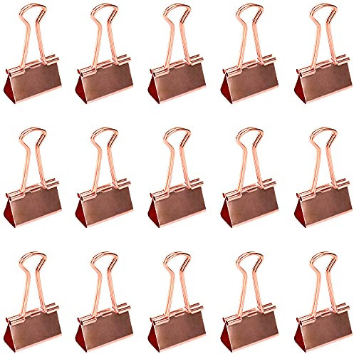 OKVGO 32mm Wide Rose Gold Metal Binder Clips for File Paper Money Clamps Storage Tool Tags Bag Office Shop Home and Kitchen 15 Pieces