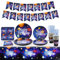 Outer Space Party Supplies - Solar System Galaxy Planet Theme Happy Birthday Banner, Plates, Napkins, Cup and Tablecloth for Boys Party Decorations, Serves 20 Guests