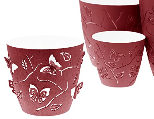 Lashuma Blumenschalen 4er Pack, Pflanztöpfe gestaffelt in 4 Größen, runde Kräutertöpfe rot