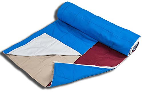 Sensory Owl Gewichtsdecke 220x200cm 16 kg Schwere Decke Zum Schlafen Für Erwachsene Paar Mit Reißverschluss In Der Mitte Therapiedecke Baumwolle Glasgranulaten Stressabbau Autismus ADHD Blau