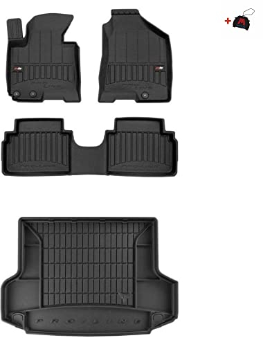 MOTOS Satz Gummifußmatten und Kofferraummatten passend für Hyundai ix35 I 2009-2015 ohne höhenverstellbaren Kofferraumboden Verbessern Sie Ihren Reisekomfort mit Antirutschmatte Auto 3D- Allwetter fuß