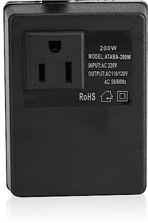 Convertidor de Voltaje Akozon de 220 V, convertidor de Voltaje Internacional electrónico de Viaje a 110 V, Adaptador de Viaje de 220 V a 110 V, máximo 200 W.
