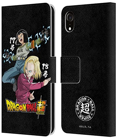 Head Case Designs Officially Licensed Dragon Ball Super Android 17 & 18 Universe Survival Characters Leather Wallet Case Compatible With Apple iPhone XR