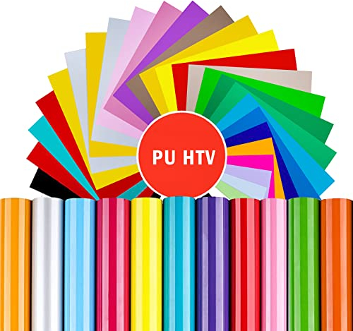 Heat Image Transfer Vinyl Paper Iron On HTV Vinyl for Cricut All Cutter Machine Colour T Shirt Fabric, 24 Colors 12x10”