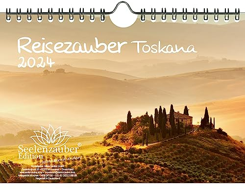 Reisezauber Toskana DIN A5 Wandkalender für 2024 Italien - Geschenkset Inhalt: 1x Kalender, 1x Weihnachtskarte (insgesamt 2 Teile)