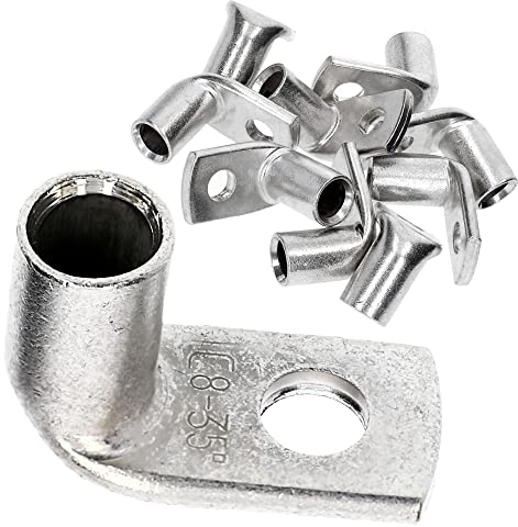Kalitec KA7-L8 - 10 capicorda tubolari ad angolo, 35 mm² M8, senza foro di vista, 90°, made in Germany