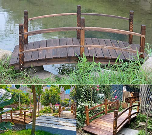 Holzbrücke Gartenbrücke Teichbrücke Hölzernes Bogenbrücke Mit Geländer, Gartendekoration Teichbrücke Fußgängerbrücke Für Hinterhof Bach Bach Teich, 440 Lbs Kapazität ( Size : 150x65x50cm/59.1x25.6x19.