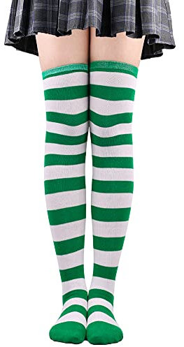 thematys Calcetines coloridos para mujer, 1 par de calcetines altos por encima de la rodilla, ideales para carnaval, Halloween, carnaval, cómodas medias en colores vivos, talla única