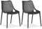 Homestyle4u 2419, Gartenstuhl schwarz 2er Set stapelbar wetterfest Gartenmöbel Stühle aus Kunststoff modern