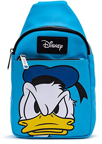 Disney Bag Sling, Donald Duck Face Close Up, Blue, Bounding, Vegan Leather, Blau, 11.0 x 6.5