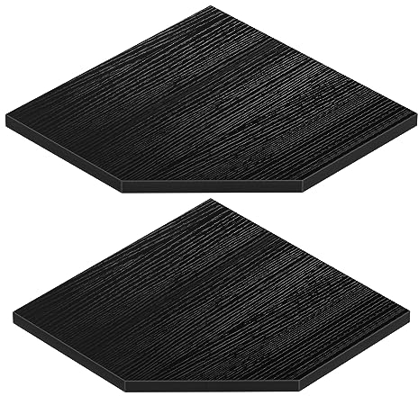 JJL Lot de 2 Étagères Murales d'angle en Bois de 26,5 cm - Parfaites pour Rangement Mural & Déco de Chambre, Noire